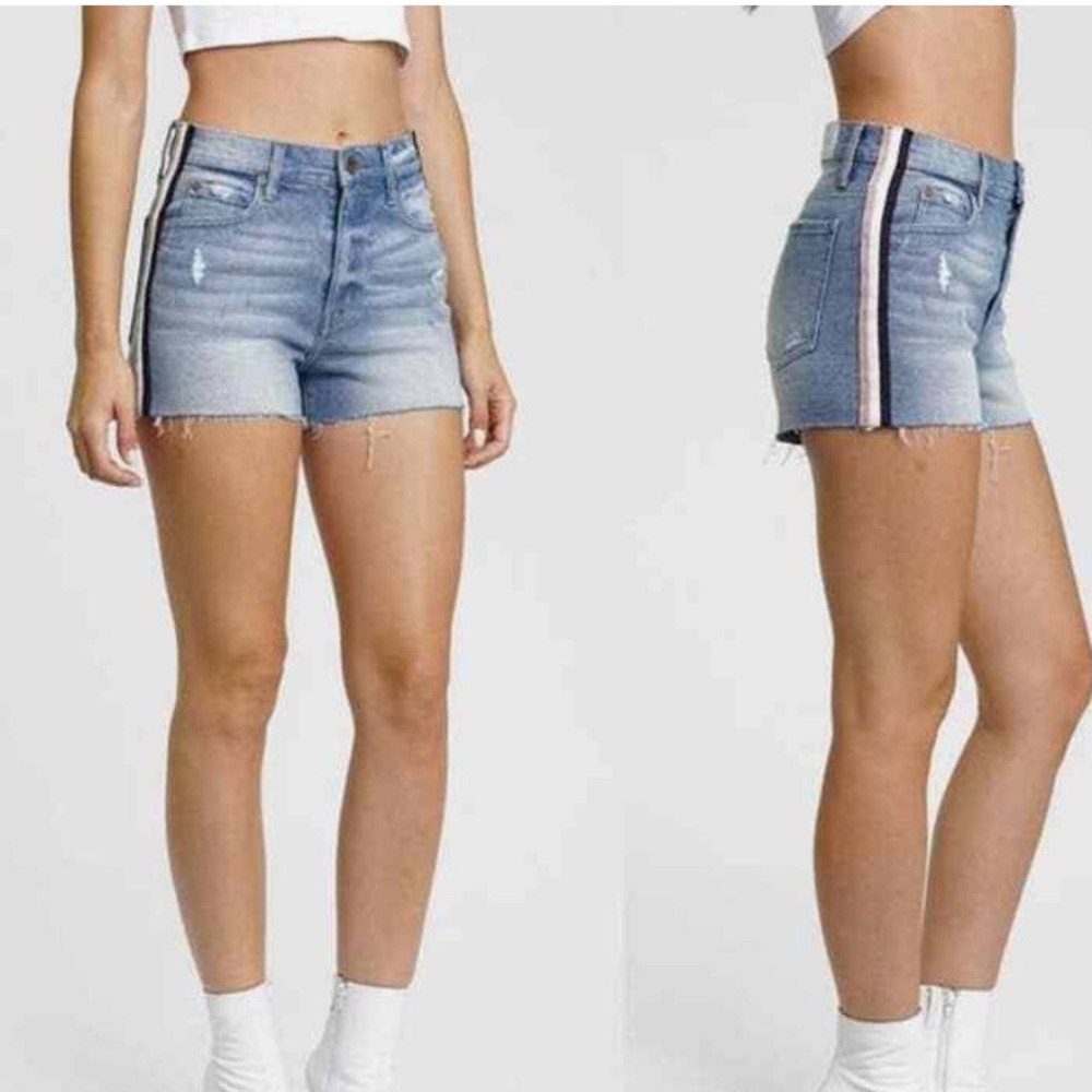 PISTOLA denim shorts with accent stripes